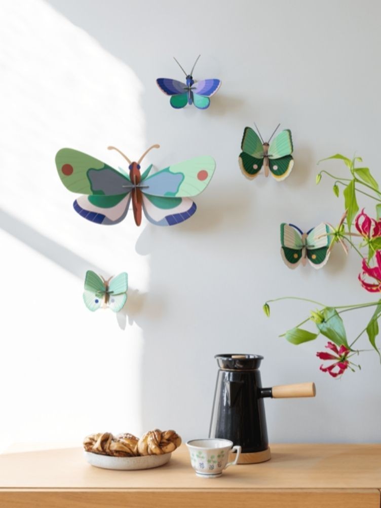 SET DE 3 PAPILLONS VERTS