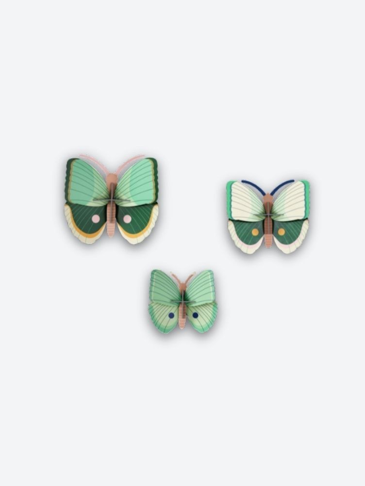 SET DE 3 PAPILLONS VERTS