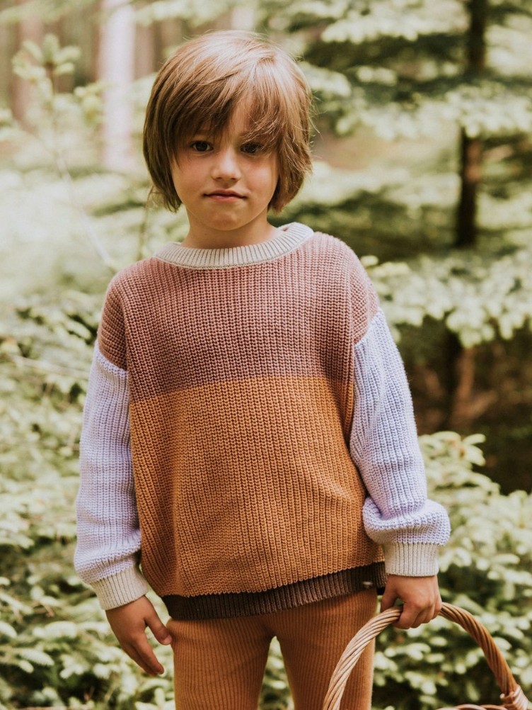 PULLOVER  IN LILA & BRAUN